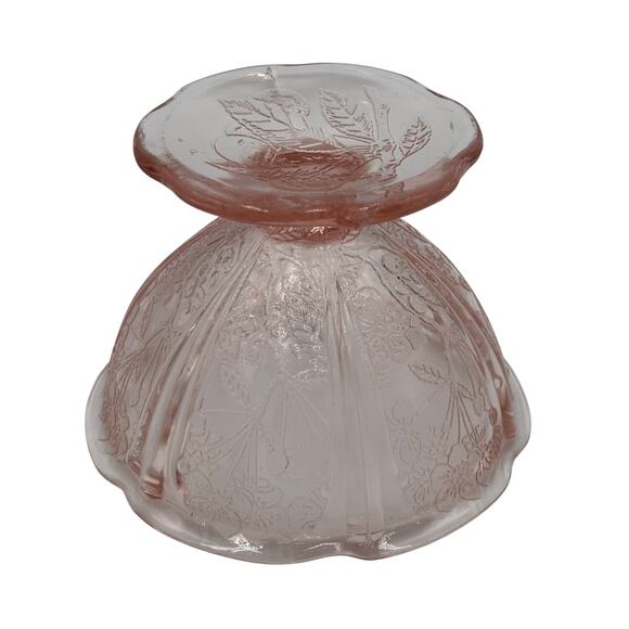 Jeannette Glass Pink Depression 1930's Cherry Blossom Sherbet Dish - Picture 2 of 4